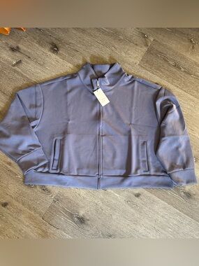 NWT 3X A New Day Blue Cropped Zip Up Hoodie Hooded Sweatshirt